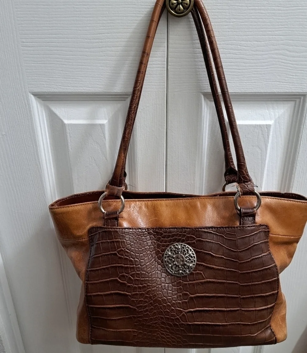 Giani Bernini Two Tone Genuine Leather Tote Bag